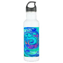 Groovy Abstrakt Ocean Blue und Green Liquid Swirl