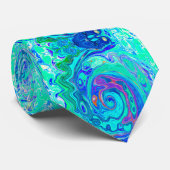 Groovy Abstrakt Ocean Blue und Green Liquid Swirl Krawatte (Gerollt)