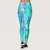 Groovy Abstrakt Ocean Blue und Green Liquid Swirl Leggings (Rückseite)
