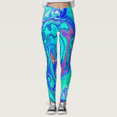 Groovy Abstrakt Ocean Blue und Green Liquid Swirl Leggings (Vorderseite)