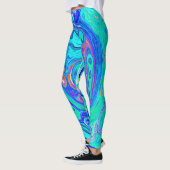 Groovy Abstrakt Ocean Blue und Green Liquid Swirl Leggings (Links)