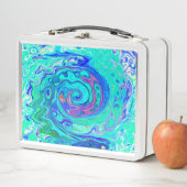 Groovy Abstrakt Ocean Blue und Green Liquid Swirl Metall Brotdose (Beispiel)