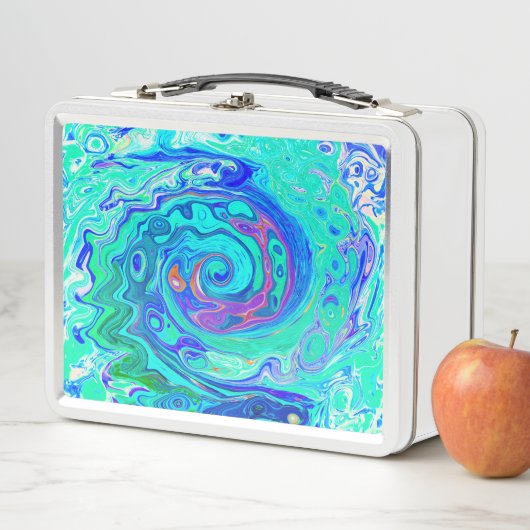 Groovy Abstrakt Ocean Blue und Green Liquid Swirl Metall Brotdose (Beispiel)