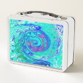 Groovy Abstrakt Ocean Blue und Green Liquid Swirl Metall Brotdose (Rückseite)