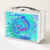 Groovy Abstrakt Ocean Blue und Green Liquid Swirl Metall Brotdose (Vorderseite)