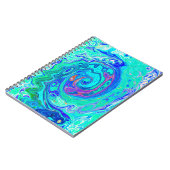 Groovy Abstrakt Ocean Blue und Green Liquid Swirl Notizblock (Linke Seite)