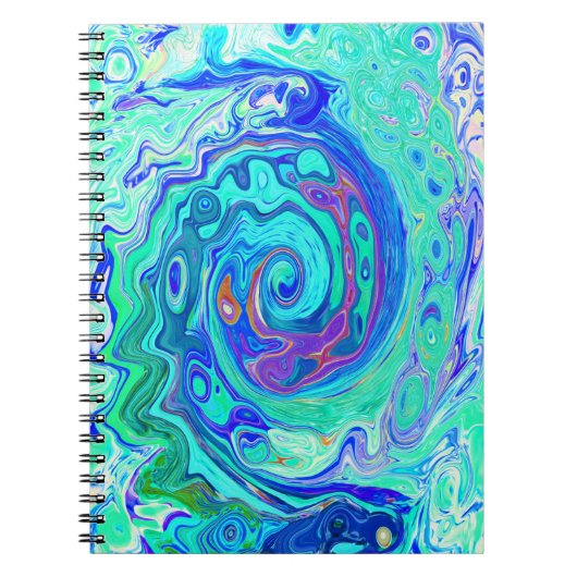 Groovy Abstrakt Ocean Blue und Green Liquid Swirl Notizblock (Vorderseite)