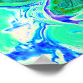 Groovy Abstrakt Ocean Blue und Green Liquid Swirl Poster (Ecke)