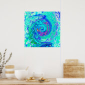 Groovy Abstrakt Ocean Blue und Green Liquid Swirl Poster (Küche)