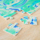 Groovy Abstrakt Ocean Blue und Green Liquid Swirl Puzzle (Seite)