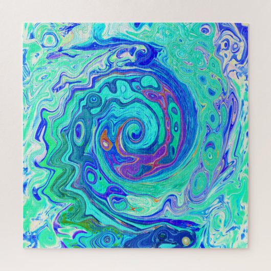 Groovy Abstrakt Ocean Blue und Green Liquid Swirl Puzzle (Vertikal)