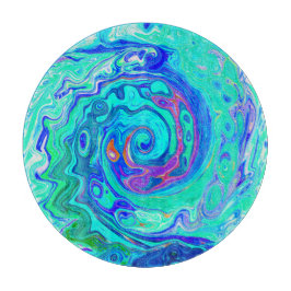 Groovy Abstrakt Ocean Blue und Green Liquid Swirl Schneidebrett
