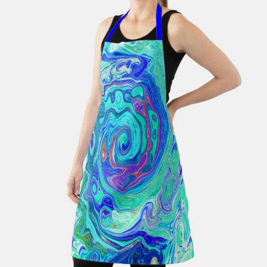 Groovy Abstrakt Ocean Blue und Green Liquid Swirl Schürze (InSitu)
