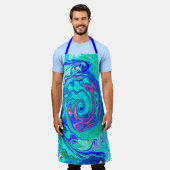 Groovy Abstrakt Ocean Blue und Green Liquid Swirl Schürze (Getragen)