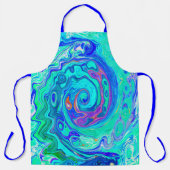 Groovy Abstrakt Ocean Blue und Green Liquid Swirl Schürze (Vorderseite)