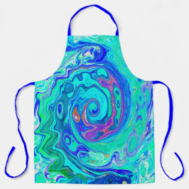 Groovy Abstrakt Ocean Blue und Green Liquid Swirl Schürze