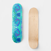 Groovy Abstrakt Ocean Blue und Green Liquid Swirl Skateboard (Vorderseite)
