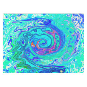 Groovy Abstrakt Ocean Blue und Green Liquid Swirl Tischdecke