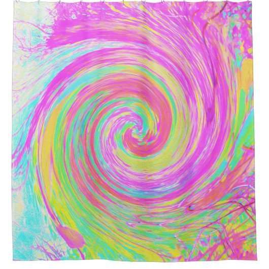 Groovy Abstrakt Pink und Blue Liquid Swirl Duschvorhang (Vorderseite)