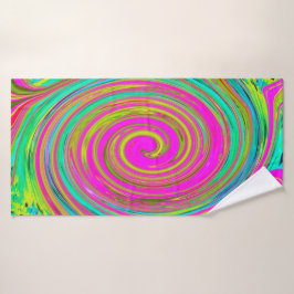 Groovy Abstrakt Pink und Türkis Swirl Badehandtuch