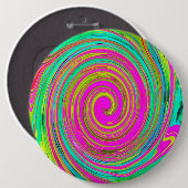 Groovy Abstrakt Pink und Türkis Swirl Button (Vorne & Hinten)