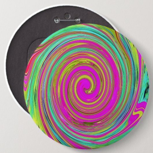 Groovy Abstrakt Pink und Türkis Swirl Button (Vorne & Hinten)