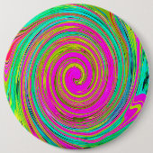 Groovy Abstrakt Pink und Türkis Swirl Button (Vorderseite)