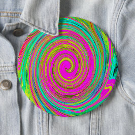 Groovy Abstrakt Pink und Türkis Swirl Button