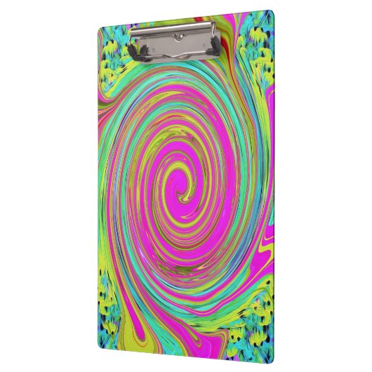 Groovy Abstrakt Pink und Türkis Swirl Klemmbrett (Links)