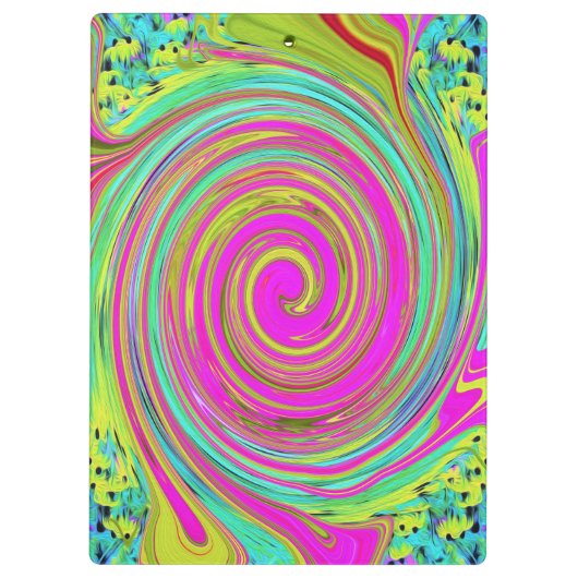 Groovy Abstrakt Pink und Türkis Swirl Klemmbrett (Rückseite)