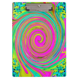 Groovy Abstrakt Pink und Türkis Swirl Klemmbrett