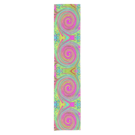 Groovy Abstrakt Pink und Türkis Swirl Kurzer Tischläufer (Vorderseite)
