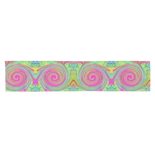 Groovy Abstrakt Pink und Türkis Swirl Kurzer Tischläufer (Horizontal)