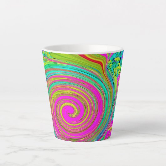Groovy Abstrakt Pink und Türkis Swirl Milchtasse (Vorderseite)
