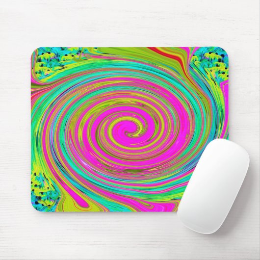 Groovy Abstrakt Pink und Türkis Swirl Mousepad (Mit Mouse)