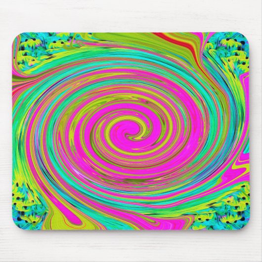 Groovy Abstrakt Pink und Türkis Swirl Mousepad (Vorne)