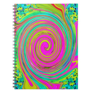 Groovy Abstrakt Pink und Türkis Swirl Notizblock