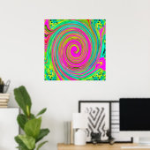Groovy Abstrakt Pink und Türkis Swirl Poster (Heimbüro)