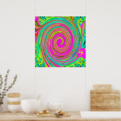 Groovy Abstrakt Pink und Türkis Swirl Poster (Küche)
