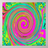 Groovy Abstrakt Pink und Türkis Swirl Poster (Vorne)