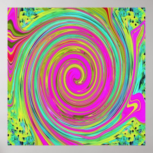 Groovy Abstrakt Pink und Türkis Swirl Poster (Vorne)