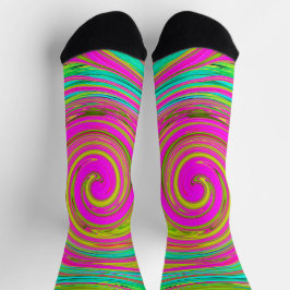 Groovy Abstrakt Pink und Türkis Swirl Socken