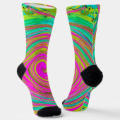 Groovy Abstrakt Pink und Türkis Swirl Socken (Gewinkelt)