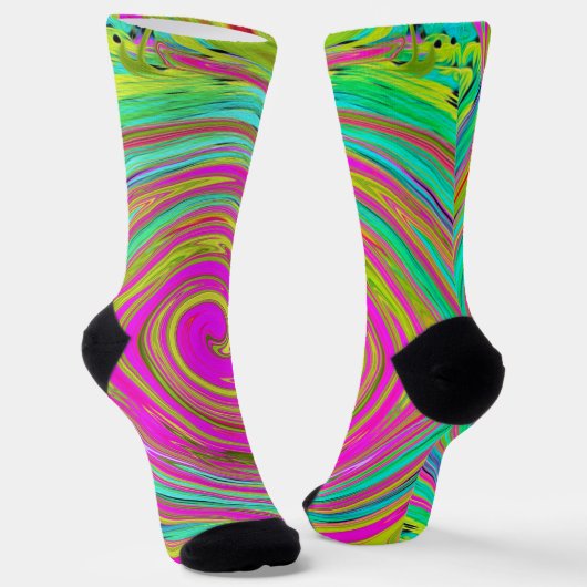 Groovy Abstrakt Pink und Türkis Swirl Socken (Gewinkelt)