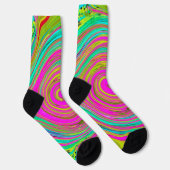 Groovy Abstrakt Pink und Türkis Swirl Socken (Rechts)