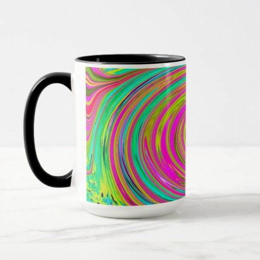 Groovy Abstrakt Pink und Türkis Swirl Tasse (Links)