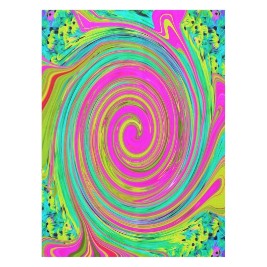 Groovy Abstrakt Pink und Türkis Swirl Tischdecke (Vorderseite)