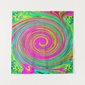 Groovy Abstrakt Pink und Türkis Swirl Wandteppich (Vorderseite (Horizontal))