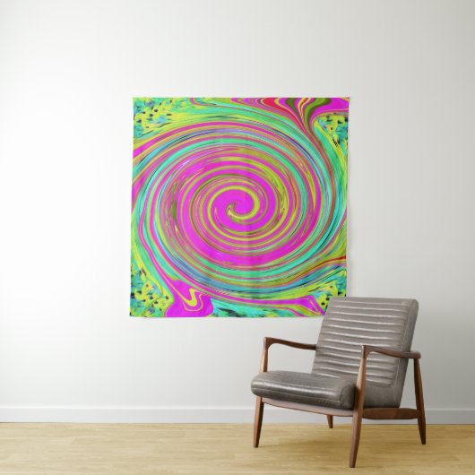 Groovy Abstrakt Pink und Türkis Swirl Wandteppich (Beispiel (Horizontal))