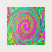 Groovy Abstrakt Pink und Türkis Swirl Wandteppich (Vorderseite)